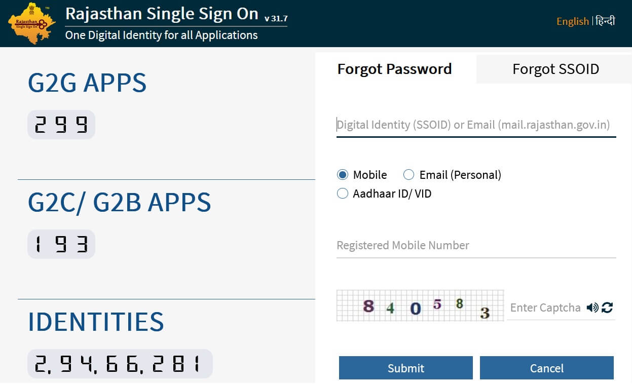 भूल गए राजस्थान SSO ID Password Recover कैसे करें? SSO ID Password Recover